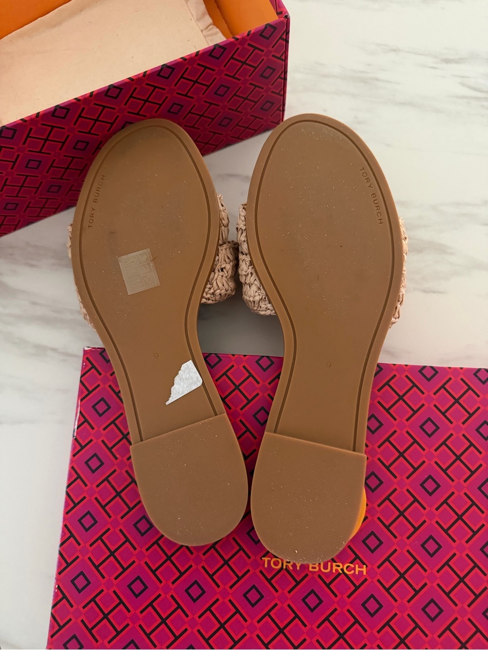 Tory Burch Natural Raffia Ruffle Slide Mules - Picture 3 of 3